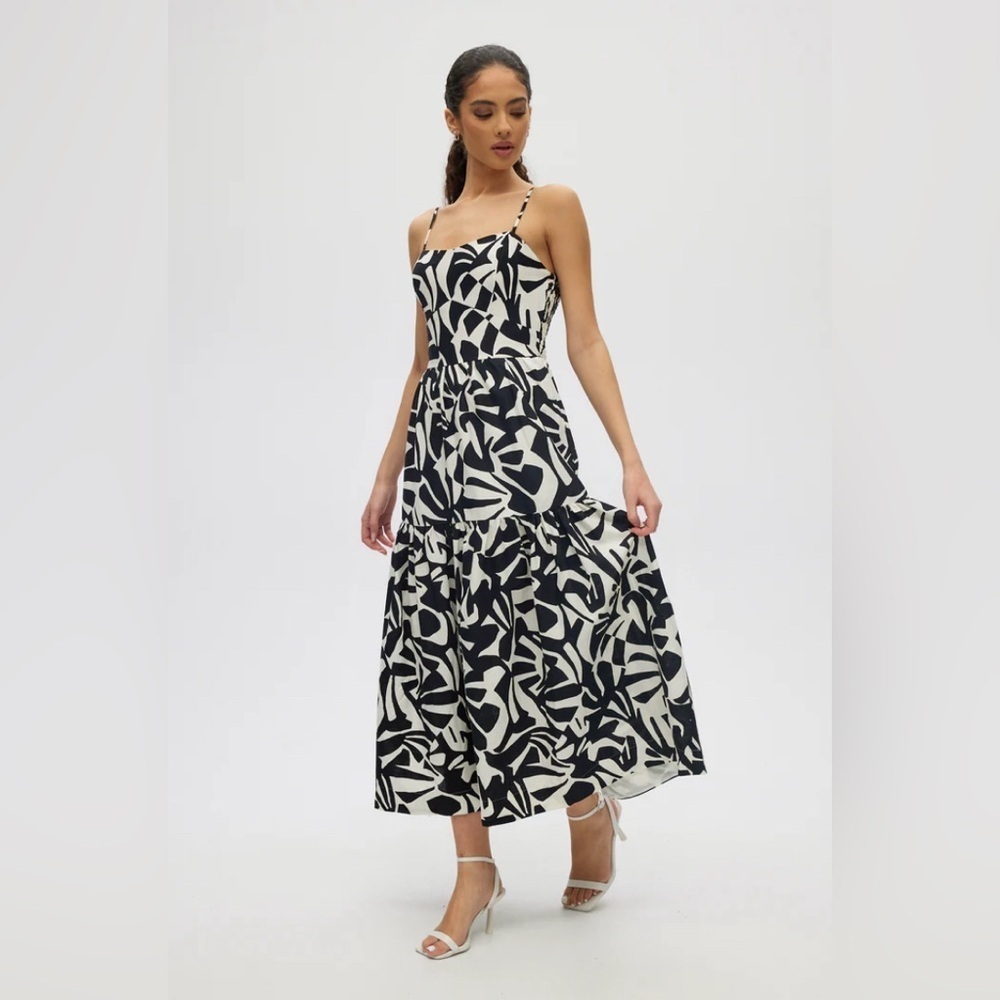 Christian Lacroix black and white tiered linen midi dress size medium - Picture 12 of 16